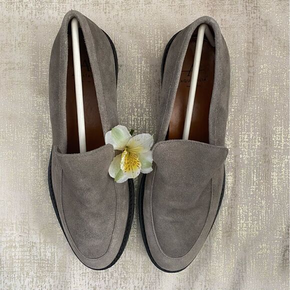 Aquatalia Metallic Tan/Grey Suede Platform Loafers Sz 6. Excellent Condition! - Picture 1 of 13